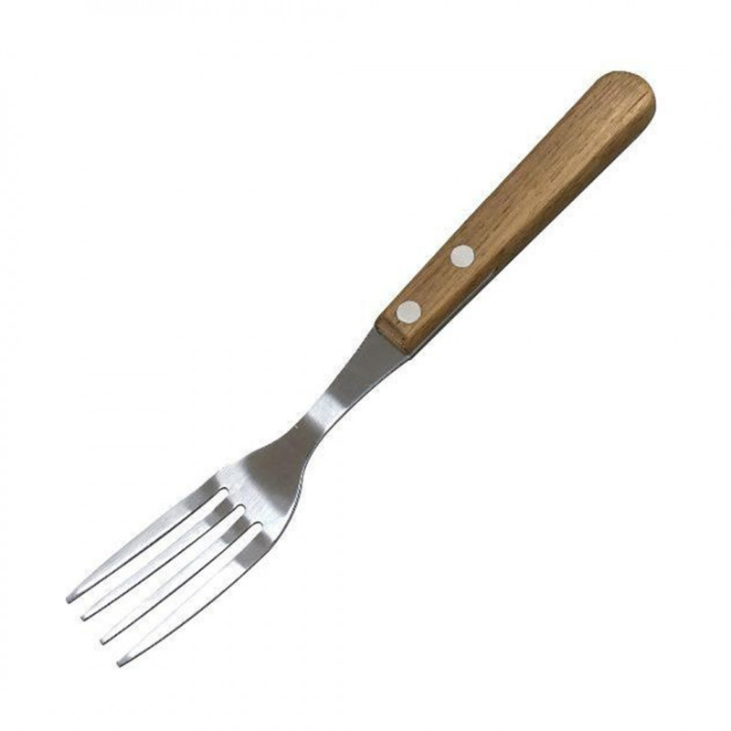 Tenedor Mesa Bbq Inox/Mango Madera Castaño 3Pzs