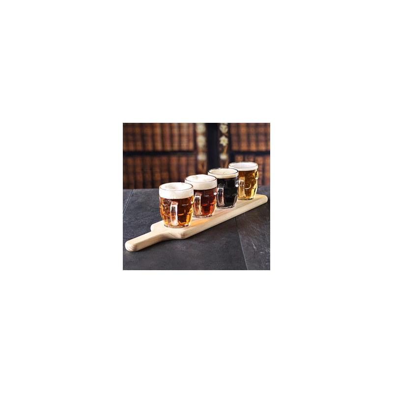 Tabla Vaso Cerveza Rect Madera C/Mango 45X9Cm
