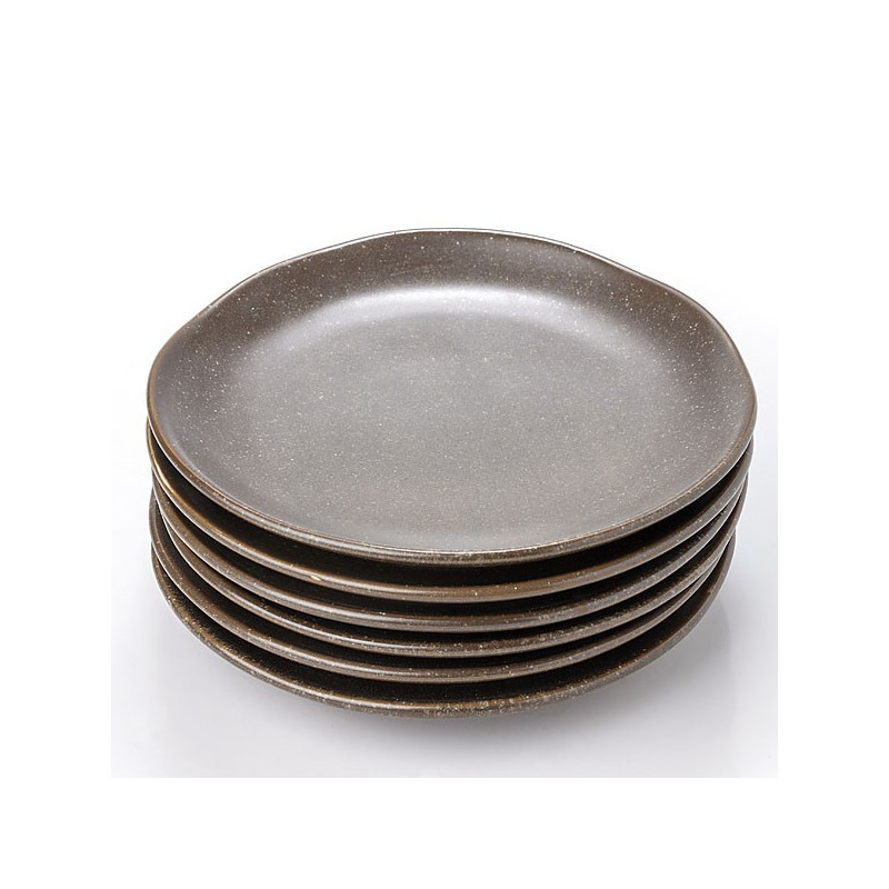 Set 6 plato pan porcelana grafito 16cm Terra