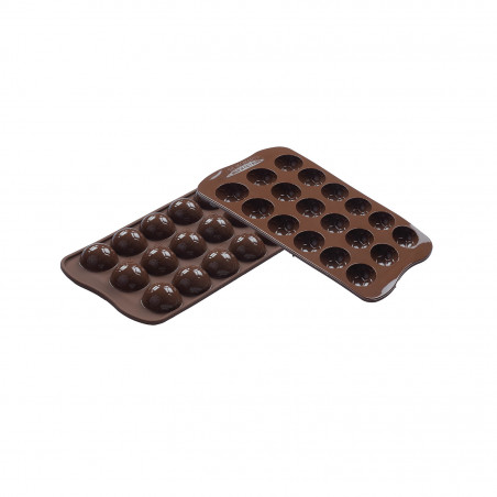 MOLDE BOMBONES SEMIESFERA SILICON CAFE 18 CAVIDADES Ø27X14MM SILIKOMART SCG34