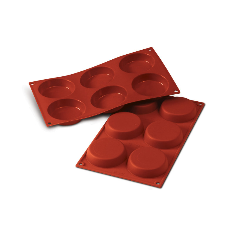 MOLDE FLAN GRA SILICON TERRACOTA 6 CAVIDADES Ø80X18MM SILIKOMART SF047