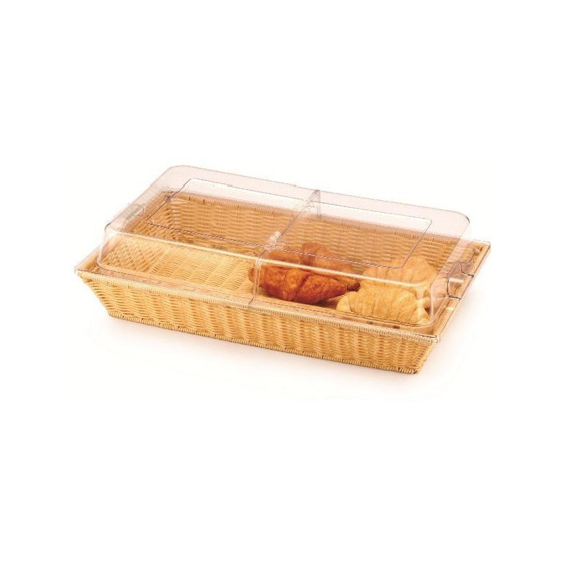 Cesta Polyrattan Rectantgular con Tapa 52.5x32.5x8cm Beige
