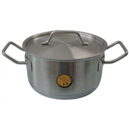 CACEROLA INOX 304 MEDIA Ø20X10.5CM 3.3LTS C/ASAS INOX 304 1.0MM F/DIFUSOR BIG CHEF