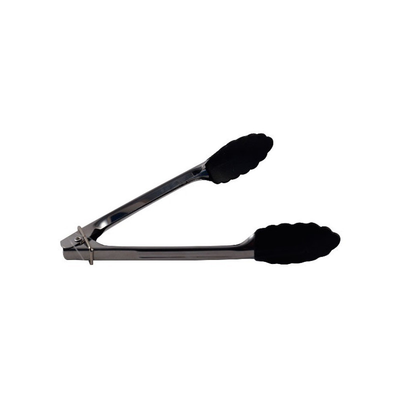 Tenaza Cocina Retractil 30Cm Inox C/Puntas Silicona Negra