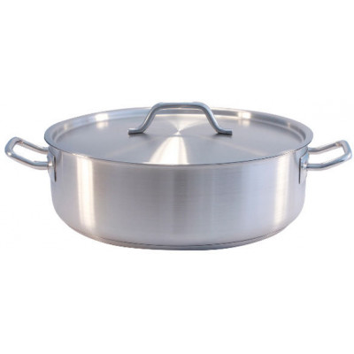 Cacerola Baja 8L Inox 1.0Mm Ø32X10Cm C/Tapa F/Difusor Big Chef