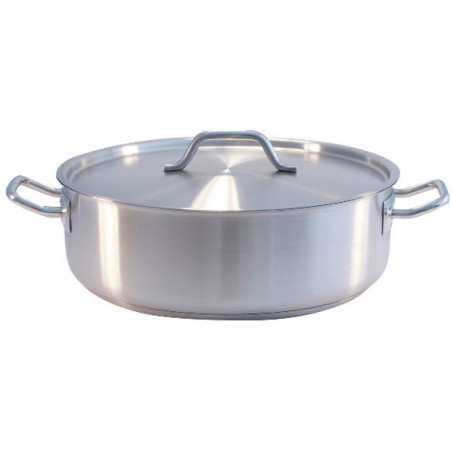 Cacerola Baja 8L Inox 1.0Mm Ø32X10Cm C/Tapa F/Difusor Big Chef