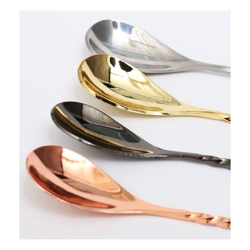 Cuchara de Cocteleria Acero Negro 33Cm con Tenedor Barkeeper