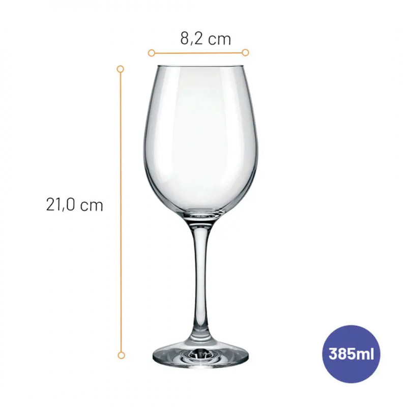 Set copas vino tinto 385ml Barone 12 unidades