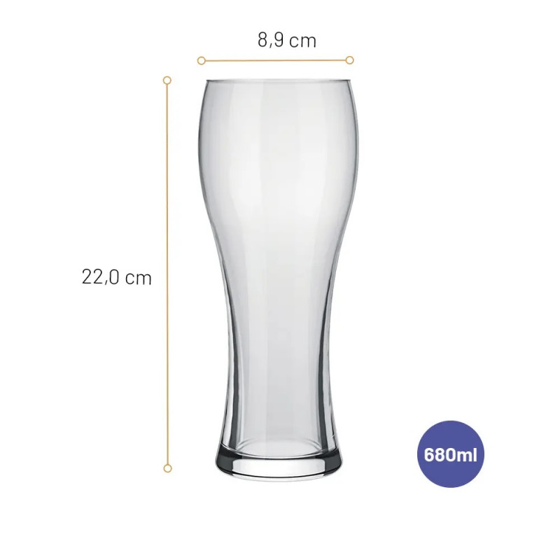Set 12 Vaso Cerveza Joinville 680Ml Alt 22Cm  Ancho 9Cm Vid Nadir