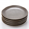 Set 6 plato pan porcelana grafito 16cm Terra