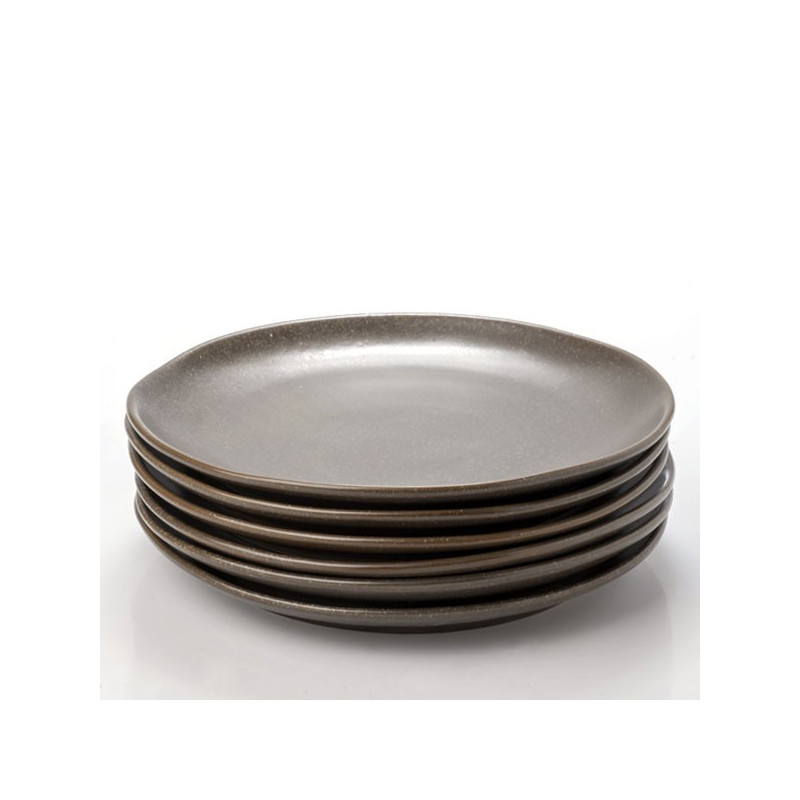 Set 6 plato porcelana grafito 27cm Terra