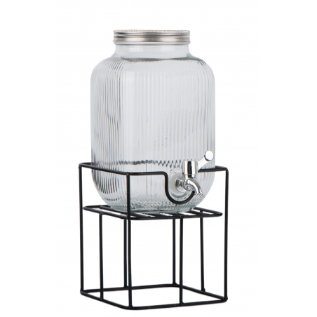 Dispensador de Agua 4 Litros Vidrio Ø16.6x37.8cm C/Atril