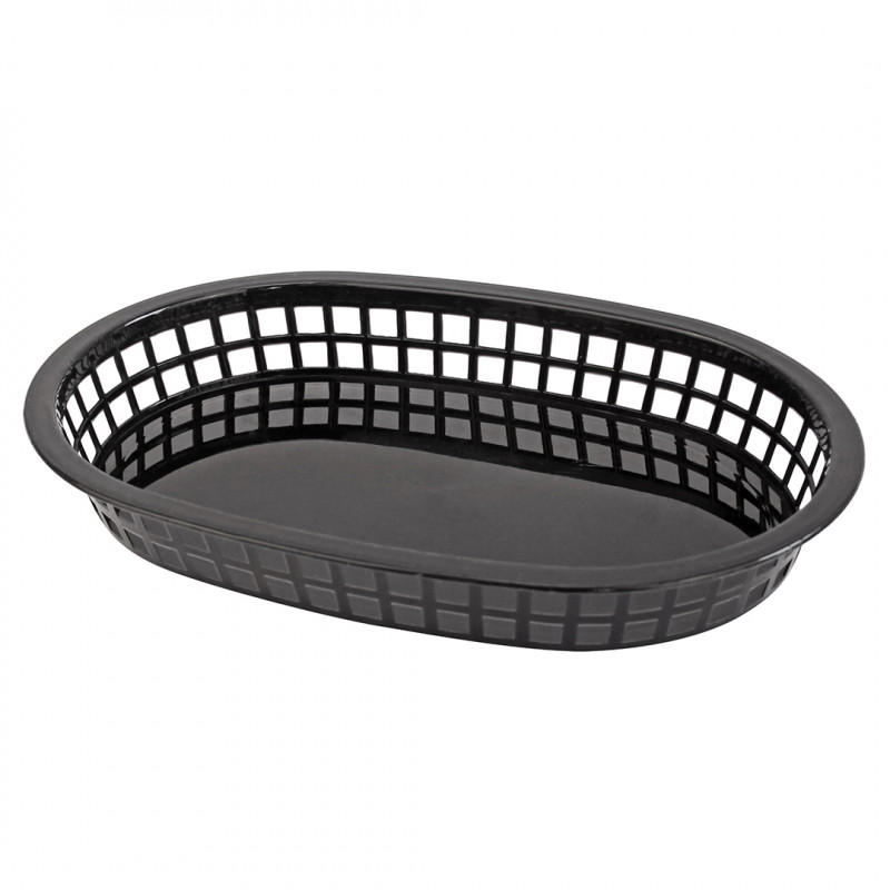 CESTA FAST-FOOD PLAST OVAL/OBL NEGRO 26.5X17.5X5.5CM FFB-107K