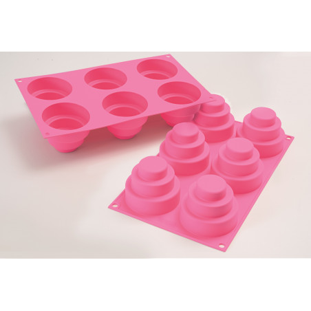 Molde Silicon Mini Torta 6 Cavidades Ø75x60mm | Silikomart