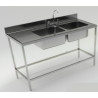LAVAFONDO INOX 2TZ S/I 160X60CM C/DESAGUE BC-BIG COOK