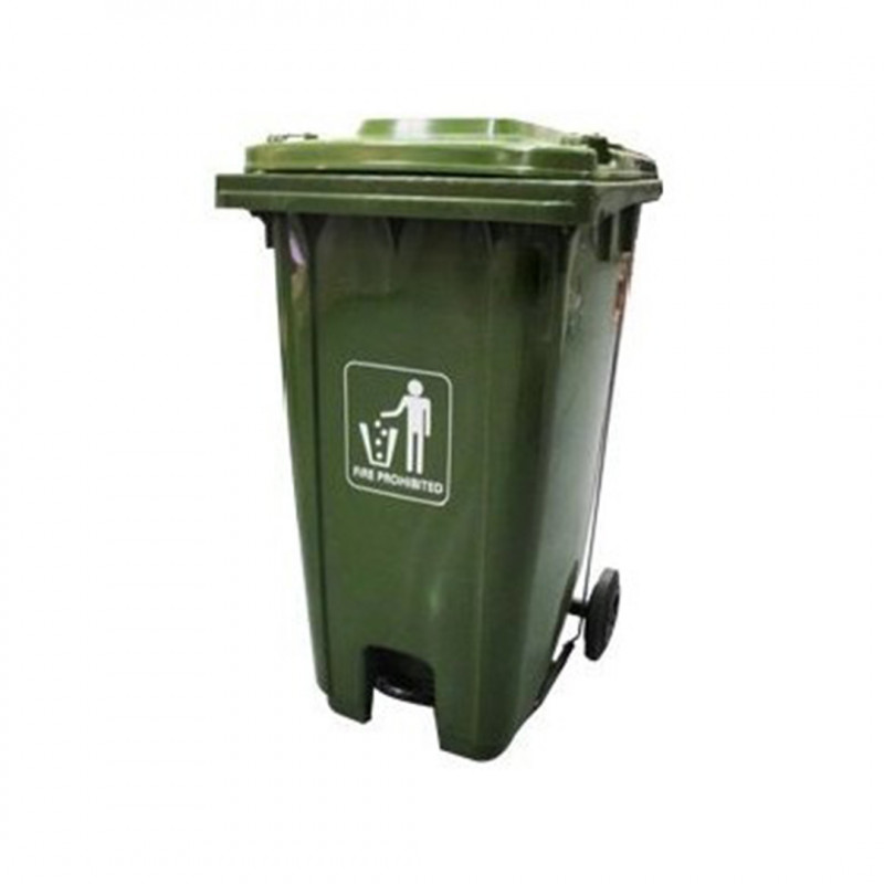 Basurero Plast Verde 240L Tapa+Pedal+Rueda Big Chef