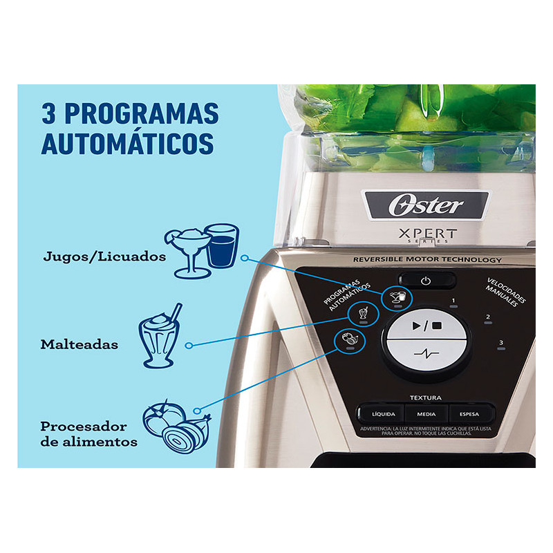 Licuadora Oster Xpert Blst3bcpg Gris 2hp 2l V/Vidrio Elect