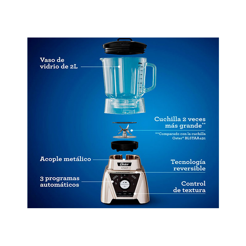 Licuadora Oster Xpert Blst3bcpg Gris 2hp 2l V/Vidrio Elect