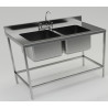 LAVAFONDO INOX 2TZ S/S 140X70CM C/ DESAGUE BC-BIG COOK