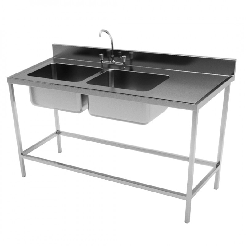 Lavafondo 2 tazas con desagüe 160x60cm BC-BIG COOK