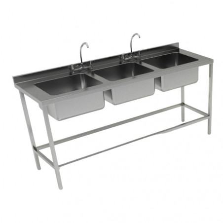 LAVAFONDO 3TZ S/S 190X60CM C/DESAGUE VS196BM3 BC-BIG COOK