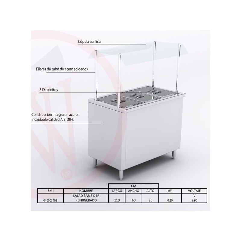 Salad Bar Thgn3A-Pc 3Dep 110X60X70Cm Elect Bc-Big Cook