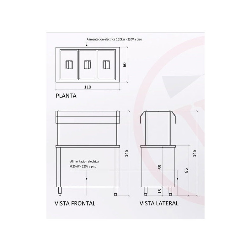 Salad Bar Thgn3A-Pc 3Dep 110X60X70Cm Elect Bc-Big Cook