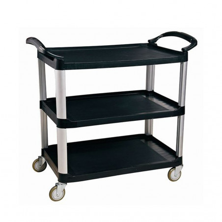 Carro plástico negro de 3 niveles 101x53x95cm