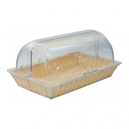 Cesta Polyrattan con Tapa Roll 52.5x32.5x8cm Beige